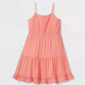 NWOT Art Class Girl's Woven Eyelet Coral Dress XL 14/16